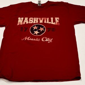 Vintage 70s Nashville Music City USA Shirt Large Burgundy Single-Stitch